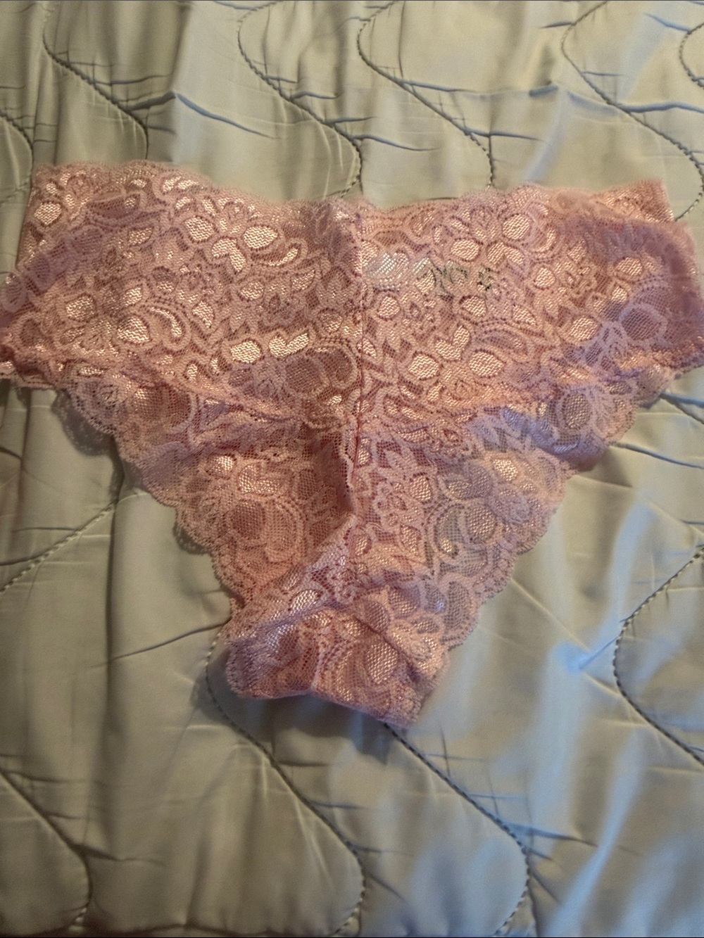 Quince Lace Cheeky 3 Panty Set — Red, Black & Pink. Large. Nylon/ spandex. - Picture 9 of 9